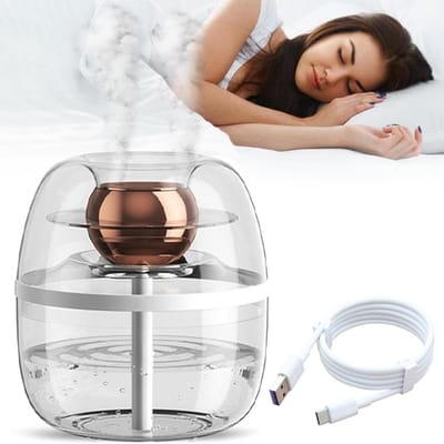 Ultrasone luchtbevochtiger met 3L-tank, USB-aangedreven dubbele nevelstanden en stille werking for de slaapkamer en woonkamer van het hele huis(White)