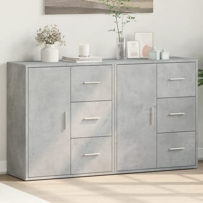 vidaXL - Dressoirs - 2 - st - 60x31x70 - cm - bewerkt - hout - betongrijs