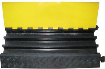 Kabelbrug met scharnierdeksel - Geel & Zwart - 900 mm x 500 mm x 50 mm- - Rubber - - Voor binnen & buiten