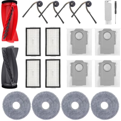 Dailygoods- Robotstofzuiger Accessoires Set - 1 Hoofdborstel - 4 Zijborstels - 4 HEPA-filters - 4 Reinigingsdoeken - 4 Stofzakken - Compatibel met Roborock/Qrevo - Stofzuigeraccessoires