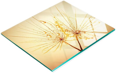 Decoratieve snijplank van gehard glas met paardenbloemmotief, 60x52 cm