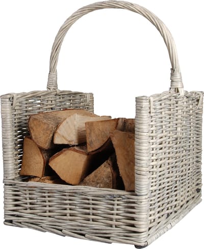 Houtmand Haardhout - Houtmand Riet - Opbergmand - Voor alle Houtlengtes - Duurzaam - 46x36x52cm