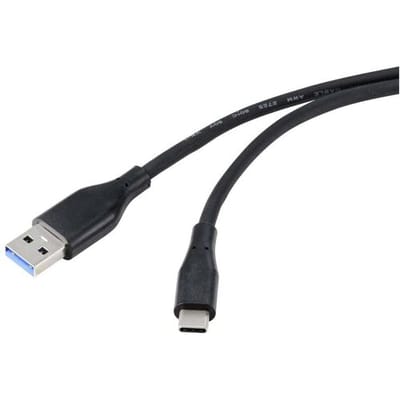 Renkforce RF-4995176 USB-kabel USB 3.2 Gen1 USB-A stekker, USB-C stekker 2.00 m Zwart PVC-mantel, Zeer flexibel