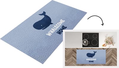 Keukenloper - Loper keuken - Welkom Thuis - Walvis - Stippen - 120x60 cm - Keukenloper vinyl