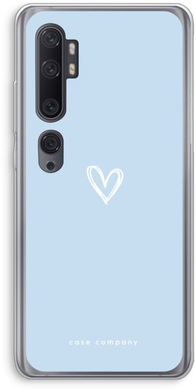 Case Company® - Hoesje geschikt voor Xiaomi Mi Note 10 Pro hoesje - Klein Hart Blauw - Soft Cover Telefoonhoesje - Bescherming aan alle Kanten en Schermrand