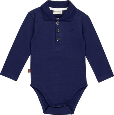 Frogs and Dogs - Polo Romper 1x1 Rib Baby | Patriot Blauw - Katoen - Maat 50/56