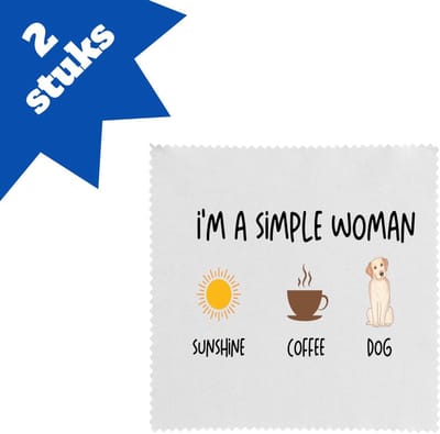 Akyol - i'm a simple woman sunshine, coffee, dog brillendoekjes - Quotes - vrouwen die simpel zijn - quotes - verjaardagscadeau - verjaardag - cadeau - kado - geschenk - gift - 17,8 bij 17,8 cm - 2 stuks