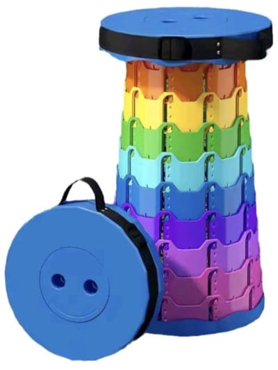 Opvouwbare Uitschuifbare Kruk – Verstelbaar tot 45 cm – Draagbaar & Lichtgewicht – Regenboogkleur – Ø25 cm Zitvlak – Tot 180 kg Belastbaar – Voor Camping, Vissen & Outdoor - festival kruk