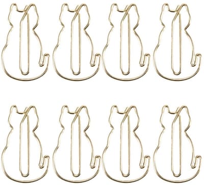 Dailygoods- Paperclips Katvormig - 12 Stuks - Versterkt Metaal - Roestbestendig - Uniek Ontwerp - Bureaubenodigdheden - Kantoorbenodigdheden