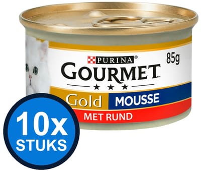 10x Gourmet Gold - Mousse Rund - Kattenvoer Natvoer - 85g