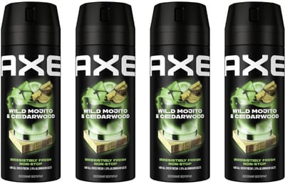 Axe Deo Spray - Wild Green Mojito + Cedarwood - 4 x 150 ml