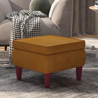 Kruk met poten - Voetenbank poef - Voeten rusten - Zachte bekleding - 53.5 x 53.5 cm - Bruin