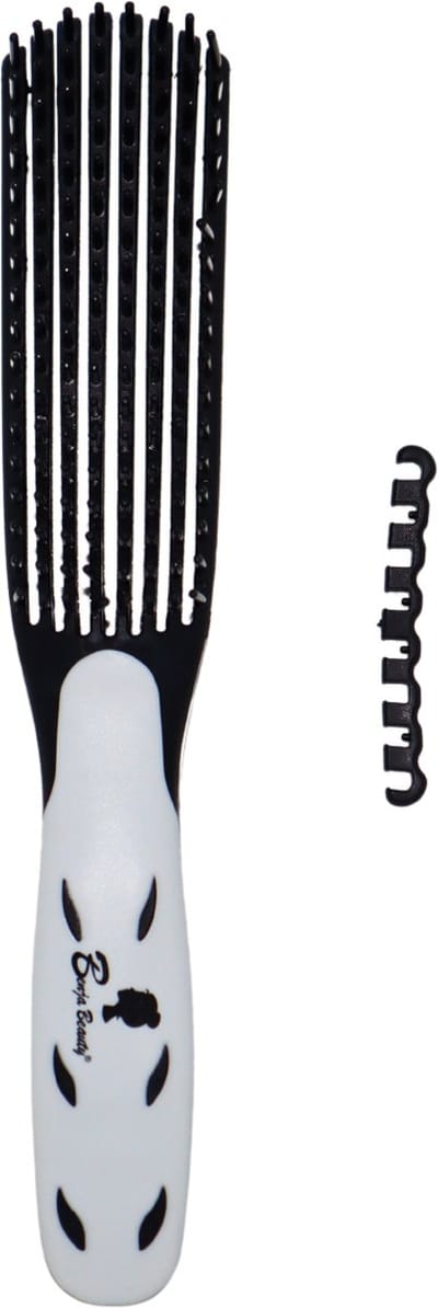 BenjaBeauty Anti klit Haarborstel - Haarborstel - brush - Haarverzorging - Krullen borstel - detangler brush- Zwart - Wit