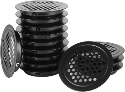 Ventilatierooster Rond - Luchtrooster Roestvrij Staal - Ventilatie Verbeteren - Honingraat Ontwerp - 53 mm Binnenring - Zwart