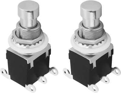 2 Stuks Elektrische Gitaar Effectpedaal Schakelaar Bypass Vervangingsonderdeel ON/ON 6Pin DPDT Latching Voetpedaal voor Gitaar Effecten en Geluidsmodificatie