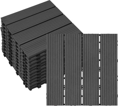 Terrasplanken WPC - Balkonvloer Tegels - Buitenruimte Verfraaien - Kliksysteem Zonder Gereedschap - 30x30cm 22 Stuks - Antraciet