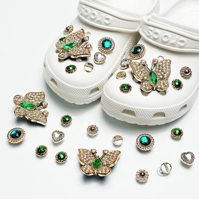 Schoenaccessoires-geschikt voor crocs charms- geschikt voor crocs pins- geschikt voor crocs Accessoires- geschikt voor Crocs Jibbitz-CJ-203 groene edelsteen vlinder