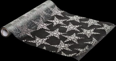 Atmosphera decoratie stof/tafelloper - zilver sterren - 28 x 500 cm