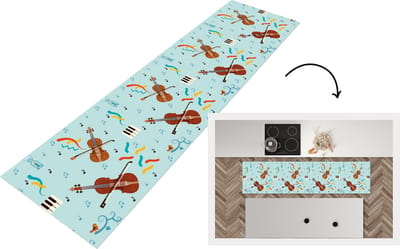 Keukenloper - Loper keuken - Muziek - Cello - Noten - 200x50 cm - Keukenloper vinyl