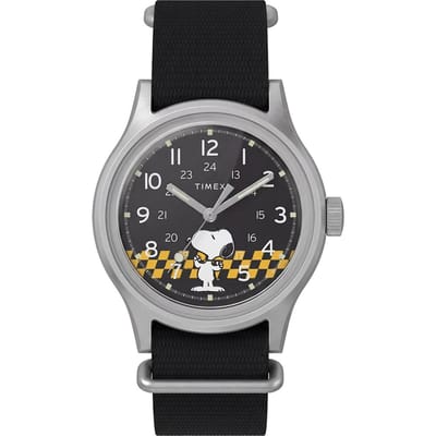Timex Peanuts MK1 Racing TW2Y85400 Horloge - Textiel - Zwart - Ø 36 mm