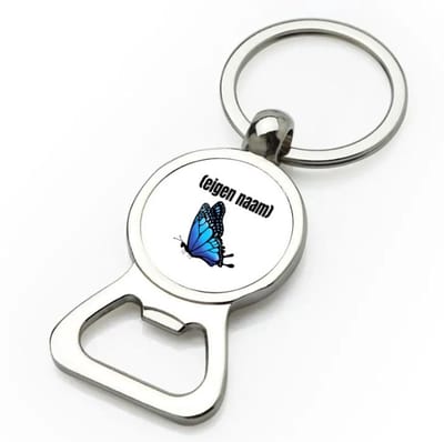 Akyol - blauwe vlinder met eigen naam flesopener - Vlinder - dieren liefhebber - iemand die houdt van vlinders - verjaardag - cadeau - kado - geschenk - 9 bij 3 cm