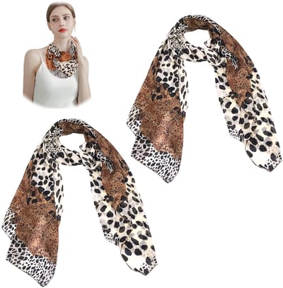 Dailygoods- Sjaals 2 Stuks - Luipaardpatroon - Dunne Halsdoek - Comfortabel - Voor Dames - 160 cm x 50 cm - Sjaal