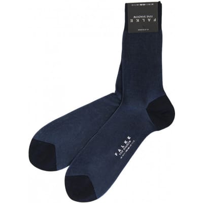 FALKE Fine Shadow gedessineerd katoen sokken heren blauw - maat 39-40