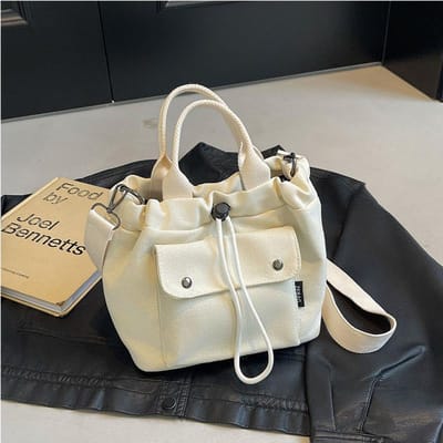 Casual Kleine Emmerzak met Trekkoord Veelzijdige Lichtgewicht Draagtas van Nylonstof Eénschouder Crossbody Tas Kleine Draagtas gray