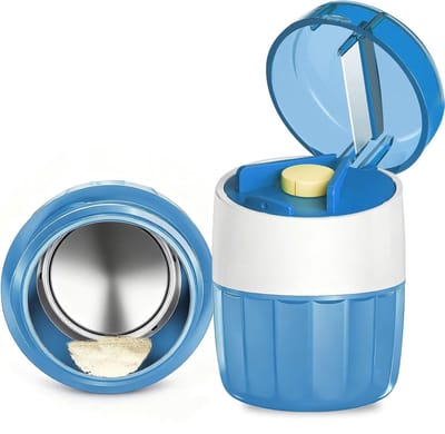 3-in-1 pillensplitter met pillenvermaler en pillensnijder, pillenvermaler met maalmechanisme van roestvrij staal, pillenverdeler met stamper, BPA-vrij, voor senioren, huisdieren en op reis（blauw）