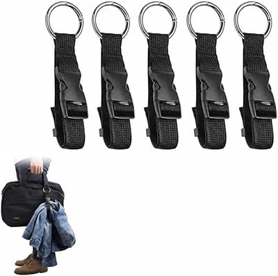 Bagageriem Set - Jashouder Clips - Reizen Organiseren - Verstelbare Lengte - 5 stuks - Zwart