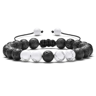 Victorious Natuurstenen Kralen Armband – Heren Armband – Dames Armband – Zwart & Wit – 15 t/m 22cm