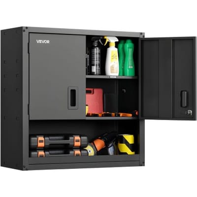 VEVOR Werkplaatskast, 762 x 305 x 762 mm, Stalen Gereedschapskast met Afsluitbare Deuren en Verstelbare Plank, Wandkast voor Garage, Kelder, Keuken, Magazijn, Zwart