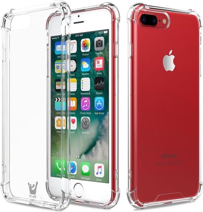 Hoesje geschikt voor Apple iPhone 7 Plus - Siliconen Hoesje met Versterkte Rand Shockproof Transparant Doorzichtig, TPU Gel Soft Hoesje