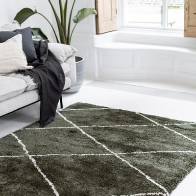 Berber vloerkleed hoogpolig Groen/Cream - scandinavisch - nea - 240 x 340 - (XL)