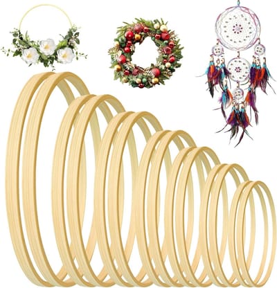 14-delige set houten kransen, droomvanger ringen in 7 verschillende maten, DIY bamboe hoepels voor ambacht, handgemaakte decoratie voor bruiloften en feesten