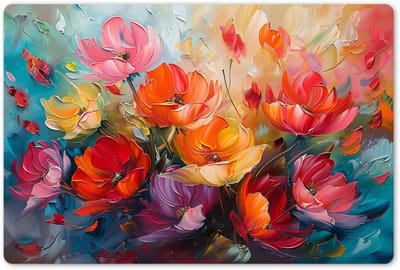 Placemats 45x30 cm - Placemat kunststof - 1 stuk - Bloemen - Kleurrijk - Verf - Abstract - Kunst - Borden onderleggers - Decoratie voor op tafel - Keuken tafeldecoratie accessoires - Vinyl onderlegger - Tafelversiering