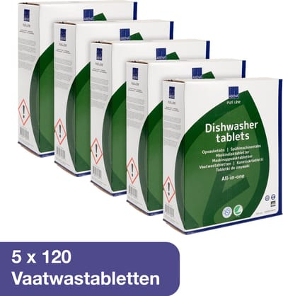 ABENA Vaatwastabletten 4-in-1 - 600 Ecologische Vaatwastabletten - Reinigen & Ontvetten, Glansspoelmiddel, Anti Kalk & Vaat Beschermend - Vrij van Allergie Veroorzakende Ingrediënten