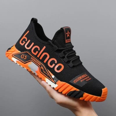 Heren Sportschoenen Vetersluiting Lichtgewicht Comfortabel Ademend Heren Hardloopschoenen Wandelsneakers Tenis Masculino 40 oranje