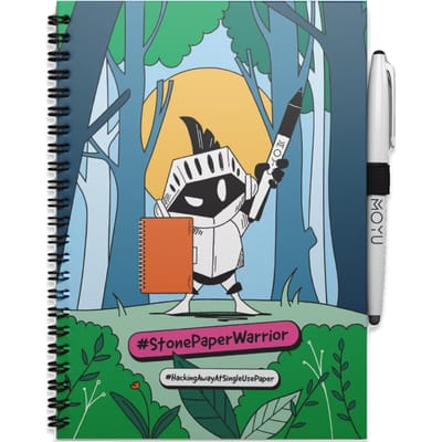 MOYU Uitwisbaar Notitieboek A5 - Stone Paper Warrior - Hardcover - Multifunctionele pagina’s - Inclusief uitwisbare pen, penhouder en wisdoekje