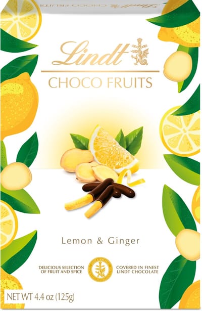 Lindt CHOCO FRUITS Citroen Gember 125 gram