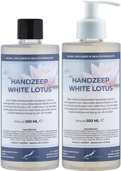 Handzeep White Lotus 500 ml - set van 2 stuks - met gratis pomp - Voordeelverpakking