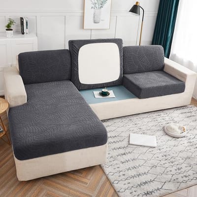 Jacquard Waterdichte Stof Zitkussenhoes Elastisch Grijs Bankhoes Voor Woonkamer Afneembaar Huis Hotel Bankkussenhoezen S (50-60cm) grijs