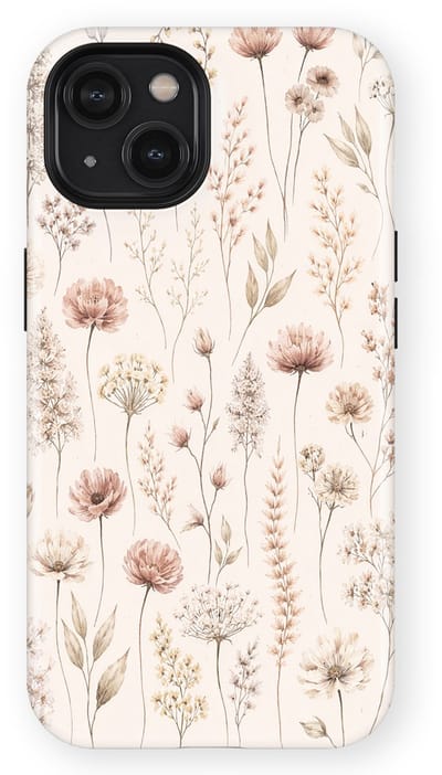 Bloemen Design Hoesje geschikt voor iPhone 14 | Flower Print Tough Case met Mag | Shockproof | Bloemen Motief Backcover geschikt voor iPhone 14 Beige Bloom