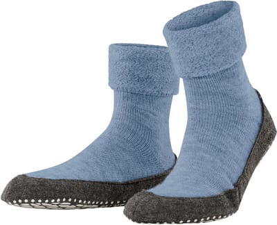 FALKE Cosyshoe Noppen op de zool wol huissokken heren blauw - maat 37-38