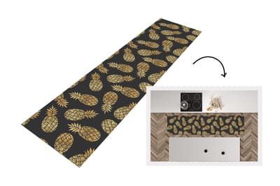 Keukenloper - Loper keuken - Ananas - Goud - Luxe - Patronen - 200x50 cm - Keukenloper vinyl