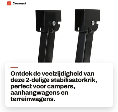 Dailygoods- Stabilisatorkrik 2-delig - Opvouwbaar - Verstelbaar 290-455mm - Ondersteuningscapaciteit 650lb - Hefvermogen 1000lb - Geschikt voor campers/aanhangwagens - Krik