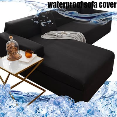 Stretch waterdichte bankhoes stofdicht effen kleur hoezen L-vormige hoekbank bankhoes aparte bankhoezen huisdiervriendelijk 2 seater 140-185cm zwart