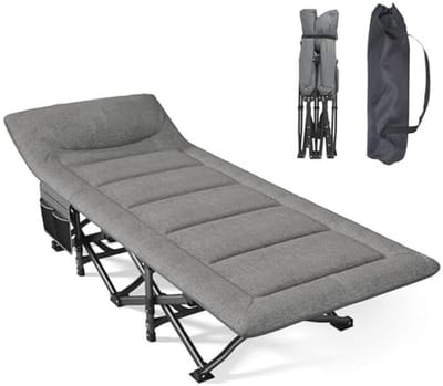 Opvouwbaar Campingbed voor Volwassenen met Ingebouwde Matras en Kussen - Draagbaar Buitenslaapbed