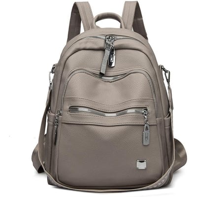 Sac à dos en cuir souple de couleur unie, grande capacité, tendance, léger, polyvalent, pour femme, décontracté, à bandoulière