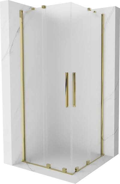 Mexen Velar Duo schuifdouchecabine 80 x 80 , matglas, goud - 871-080-080-32-50